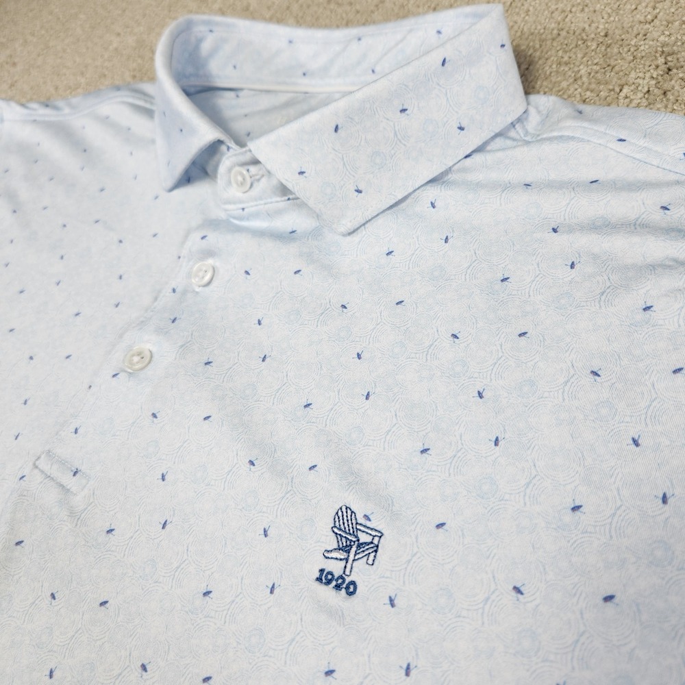 Harlestons Golf Polo Shirt Men XXL Performance Boat Printed Quick Dry Blue